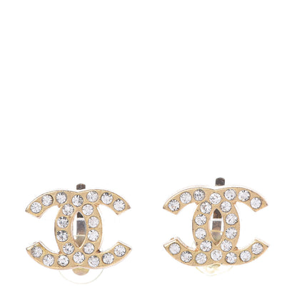 Chanel CC Crystal Clip On Earrings Gold 1 of 4