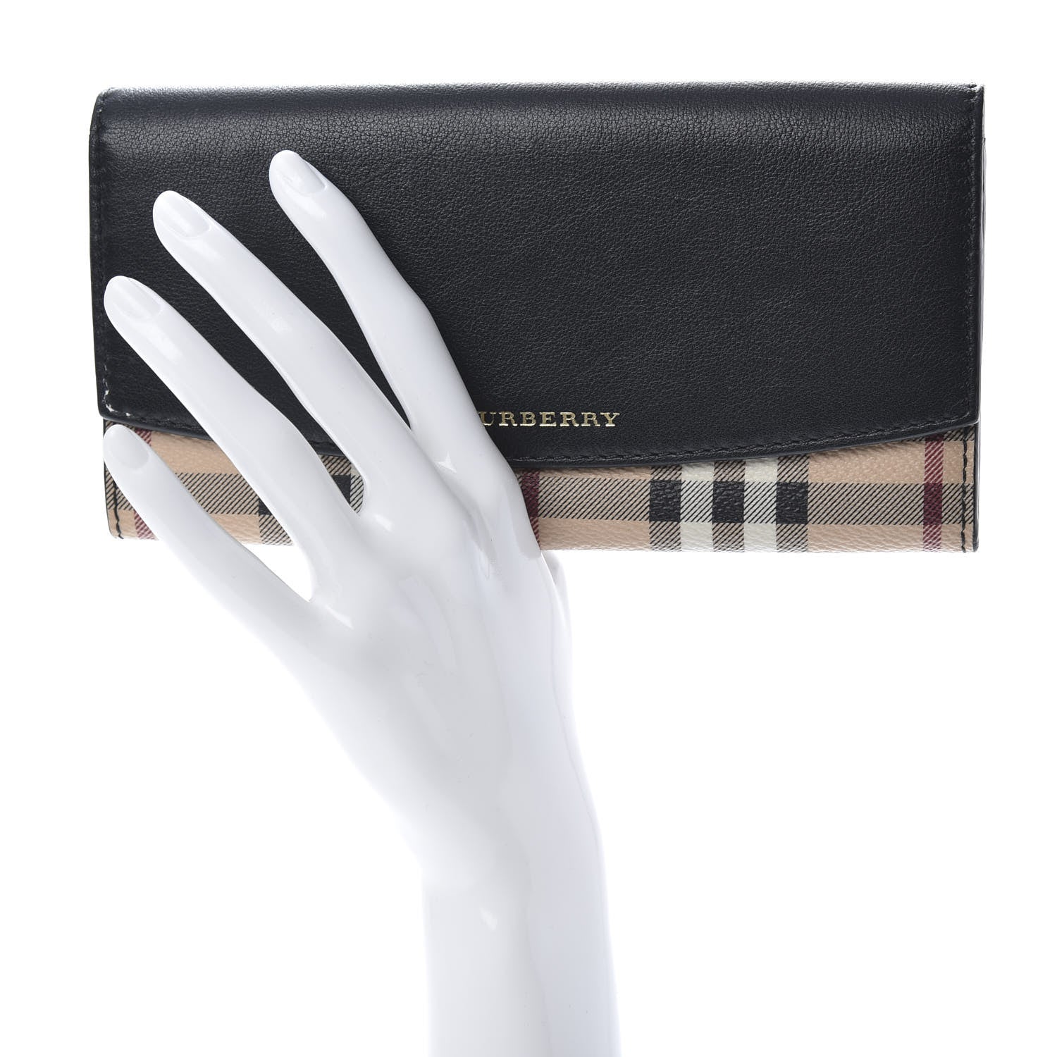 Burberry Calfskin Haymarket Check Henley Wallet Black 2 of 8