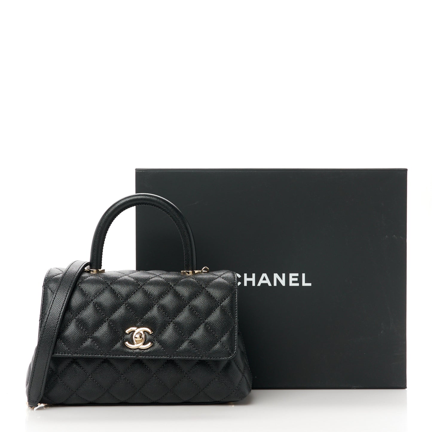 Caviar Quilted Mini Coco Handle Flap Black