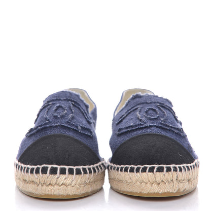 Chanel Linen CC Espadrilles 42 Navy Black 2 of 9