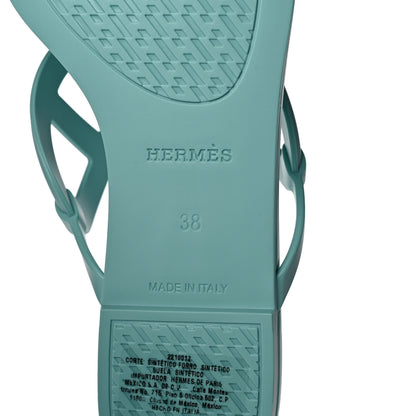 Hermes Rubber Womens Egerie Sandals 38 Vert Embrun 6 of 9
