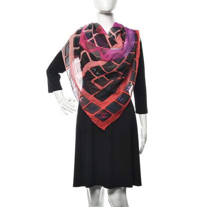 Chanel Silk Scarf Pink Red 2 of 3