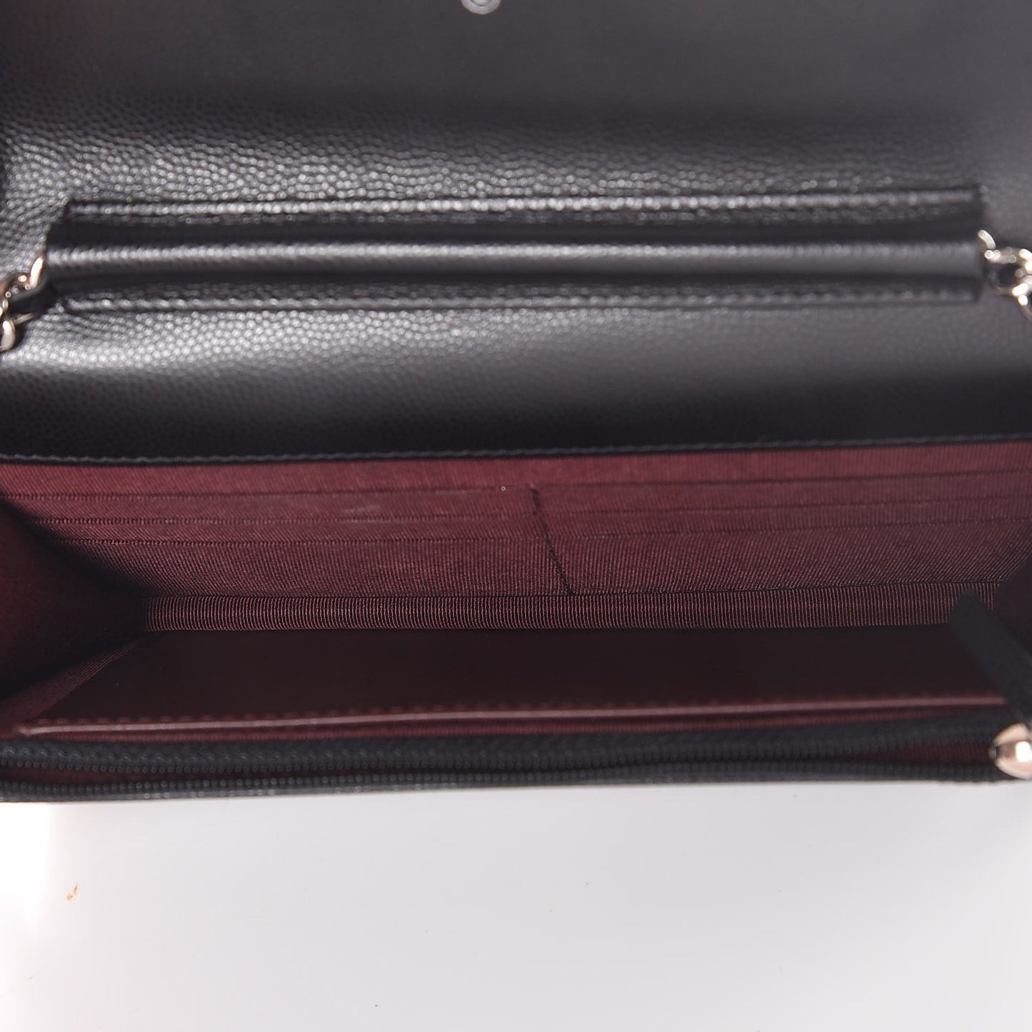 Caviar Chevron Quilted Wallet On Chain WOC Black