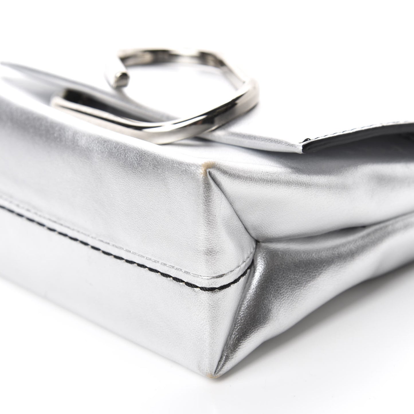 3.1 Metallic Calfskin Alix Soft Flap Clutch Silver