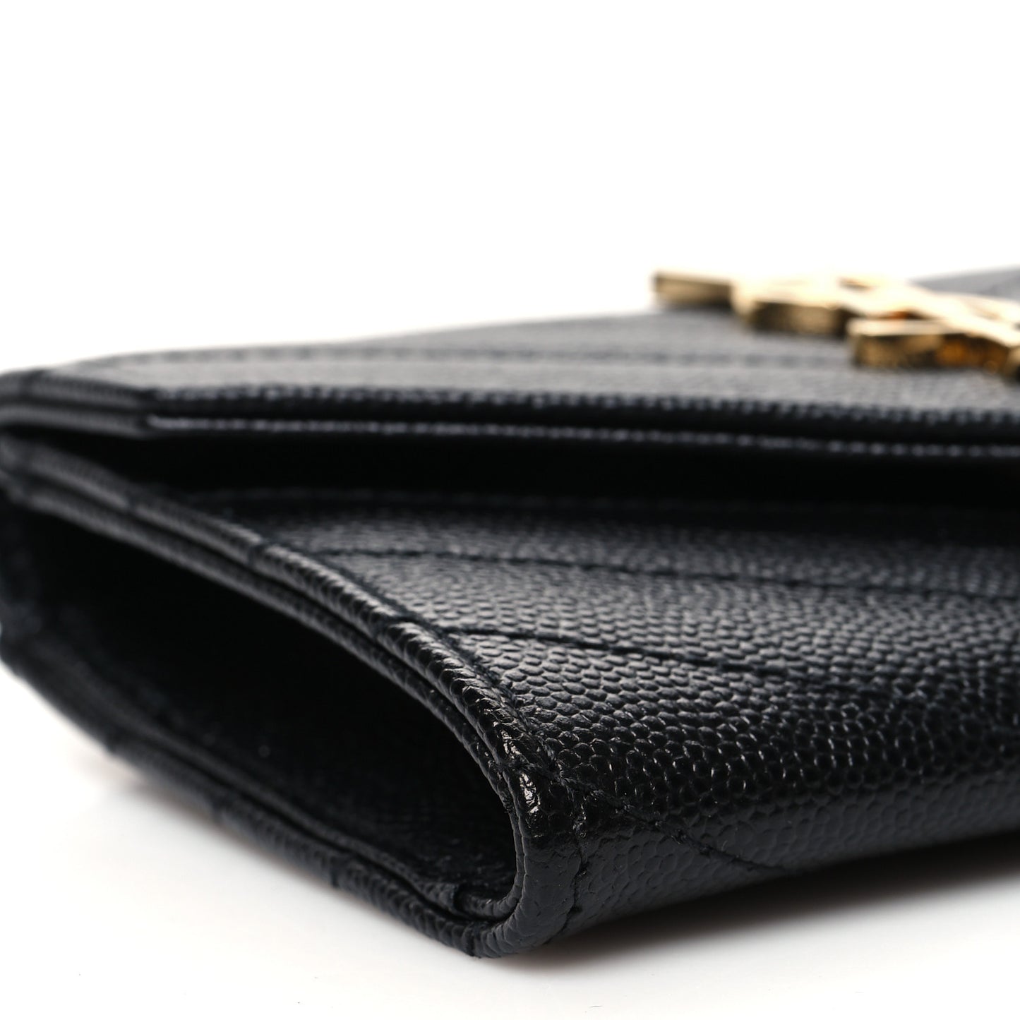 Grain De Poudre Matelasse Chevron Small Monogram Envelope Wallet Black