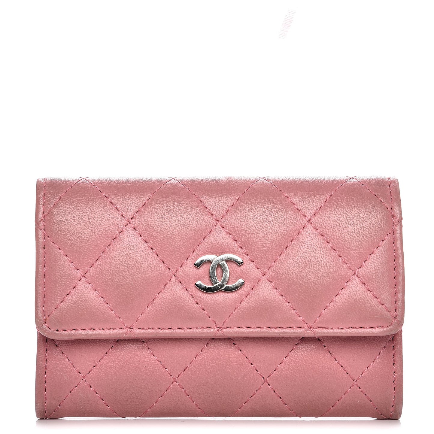 Lambskin Quilted CC Card Holder Pink