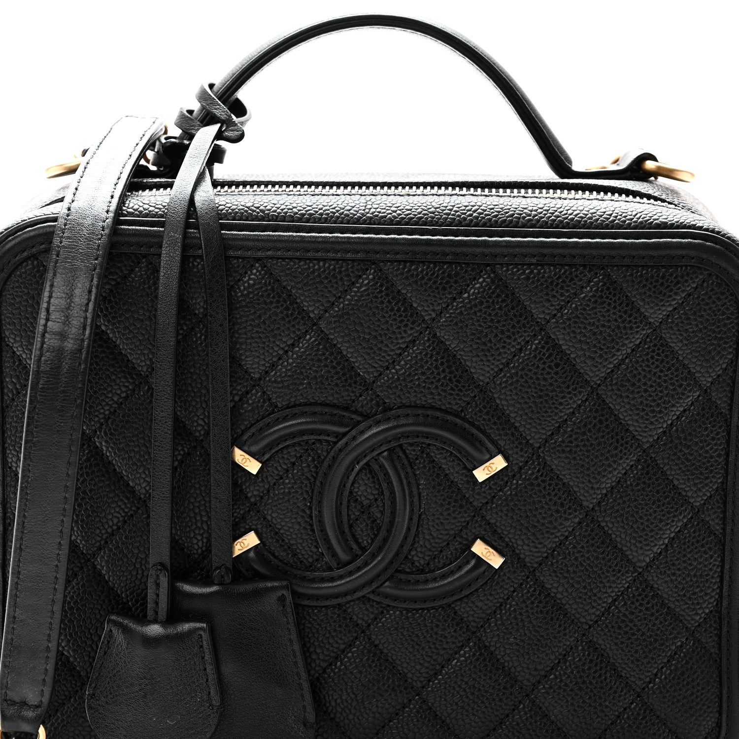 Chanel Caviar Quilted Large CC Filigree Vanity Case Black 9 of 12