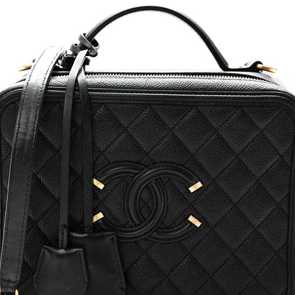 Chanel Caviar Quilted Large CC Filigree Vanity Case Black 9 of 12