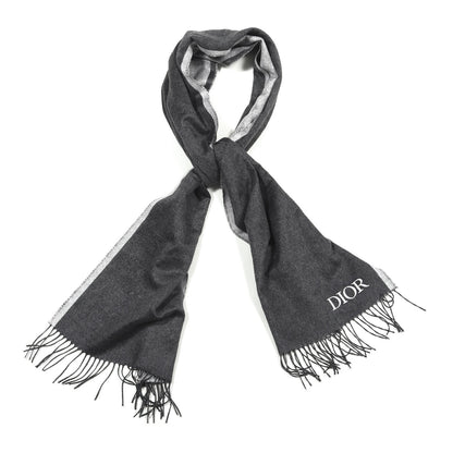 Christian Dior Silk Fringe Scarf Grey 1 of 4