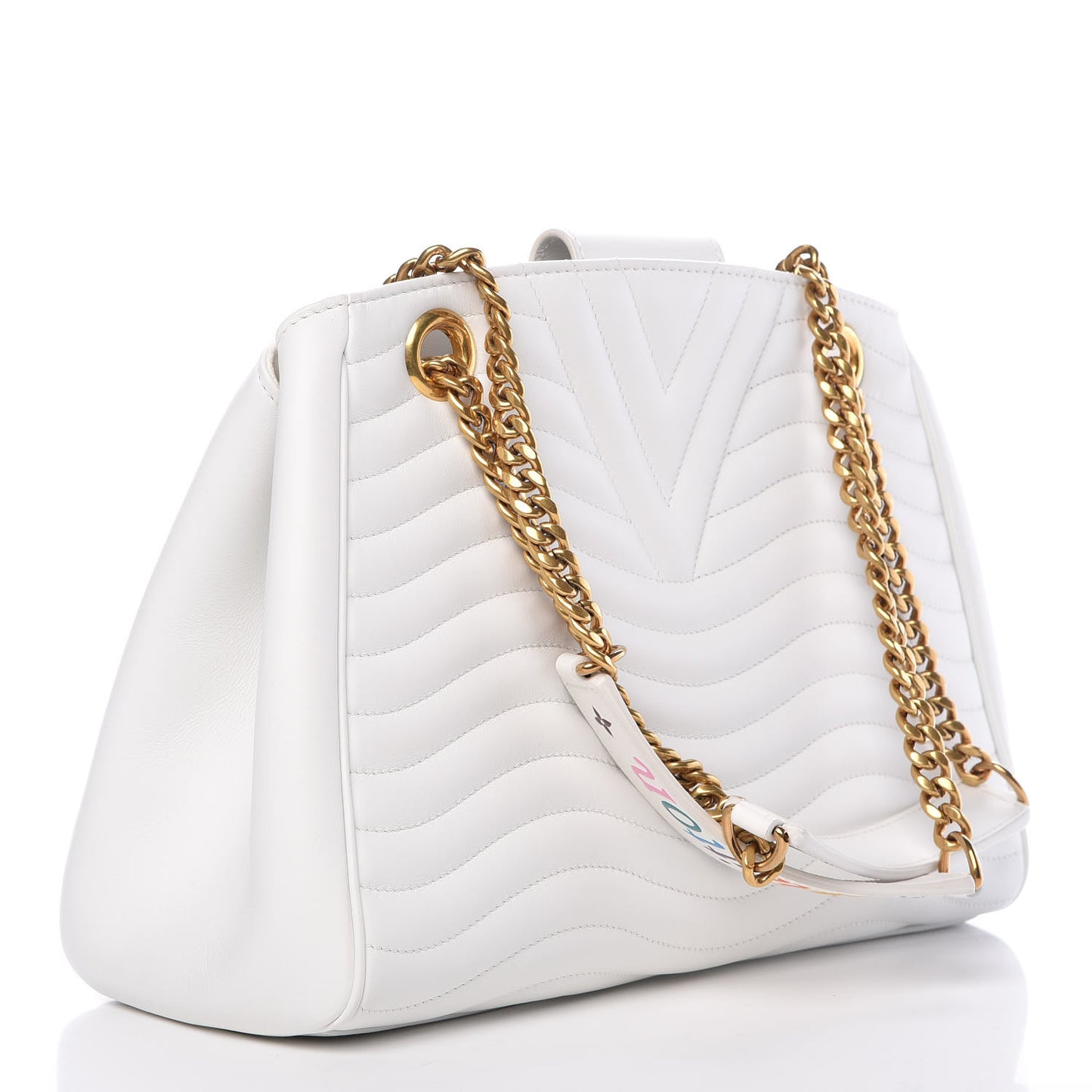 Calfskin New Wave Chain Tote Snow