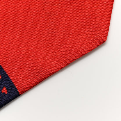 Christian Dior Silk Hearts Mitzah Scarf Navy Blue Red 4 of 5