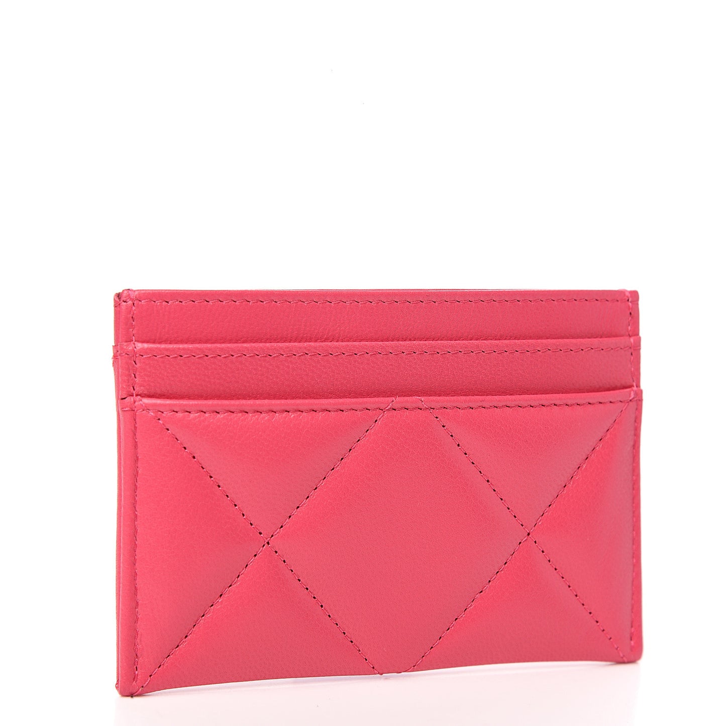 Shiny Goatskin Quilted 19 Card Holder Dark Pink