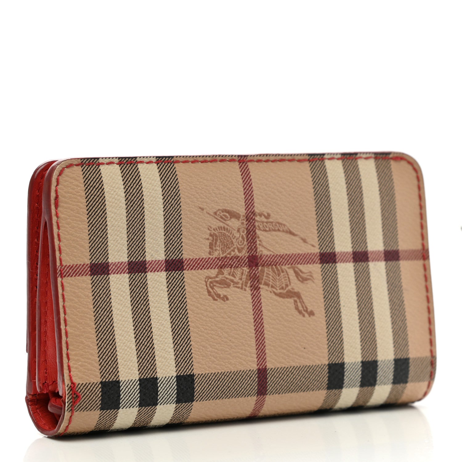 Burberry Calfskin Horseferry Check Medium Marston Zip Around Wallet Parade Red 3 of 12