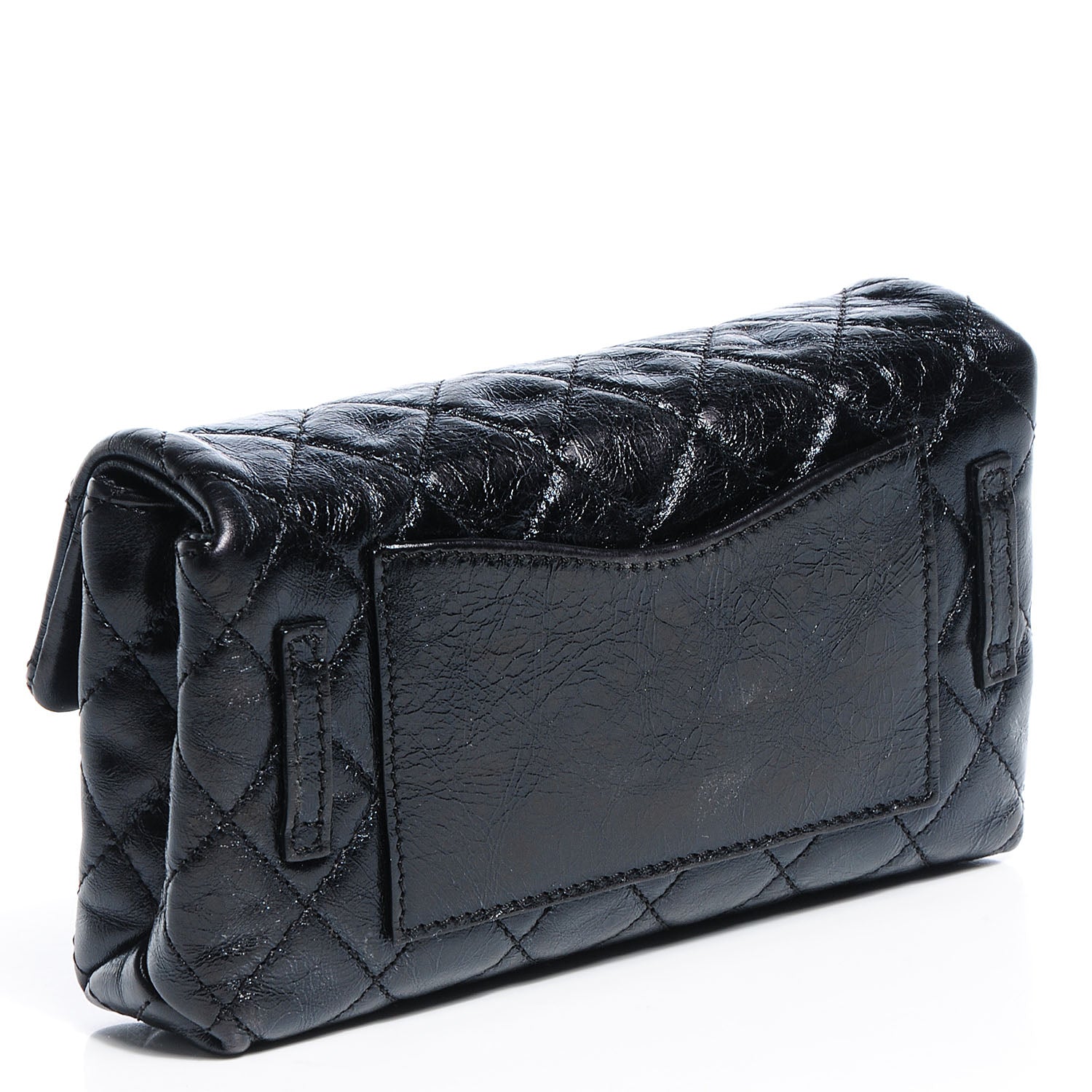 Chanel Glazed Calfskin 2.55 Reissue Flap Belt Bag Clutch Black 3 of 7