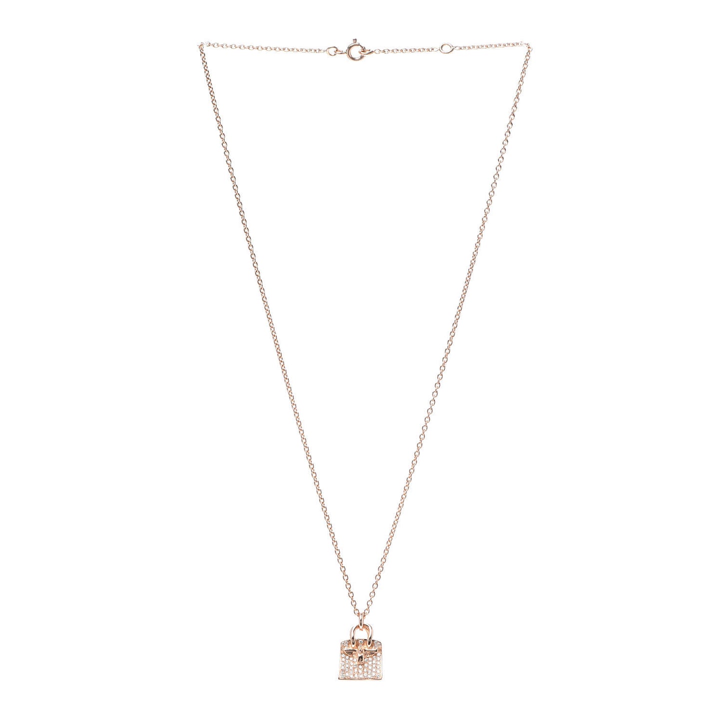 18K Rose Gold Diamond Birkin Amulette Pendant Necklace