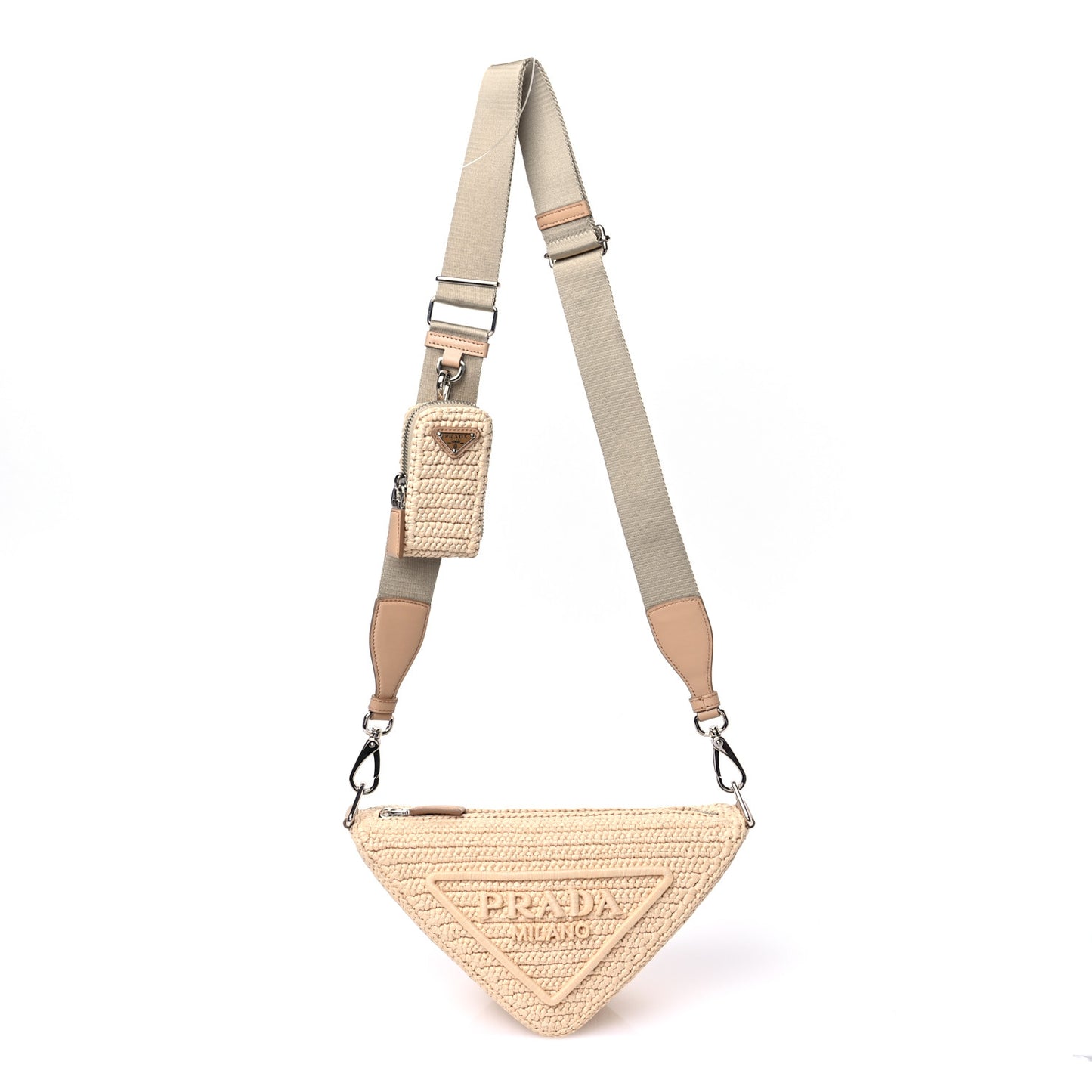 Yarn Raffia Effect Crochet Triangle Shoulder Bag Naturale