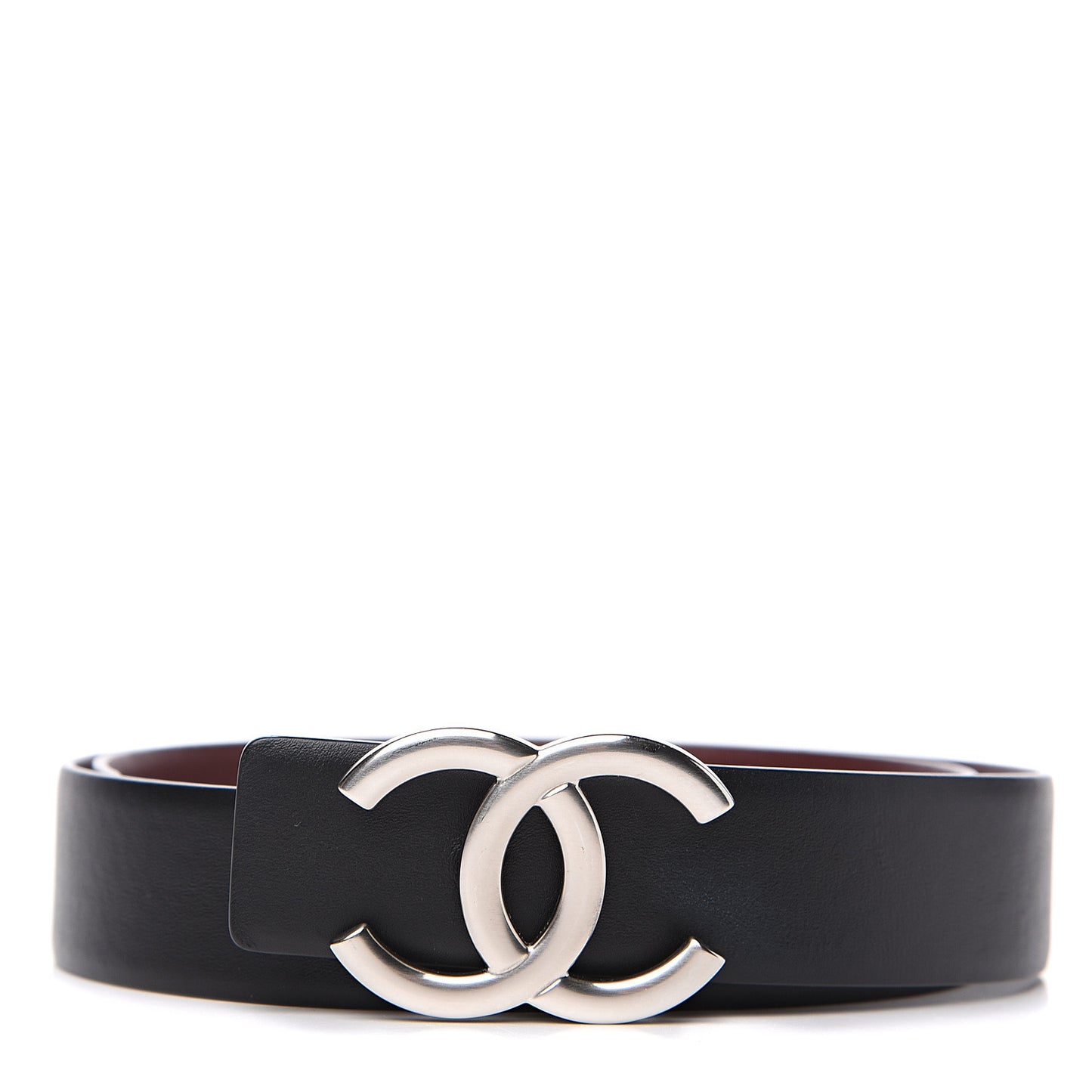 Calfskin CC Reversible Belt 70 Black Burgundy