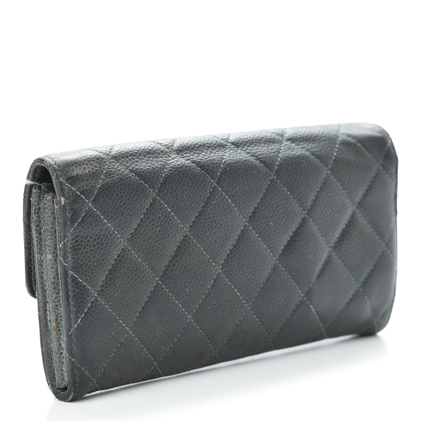Iridescent Caviar Quilted Large Flap Wallet