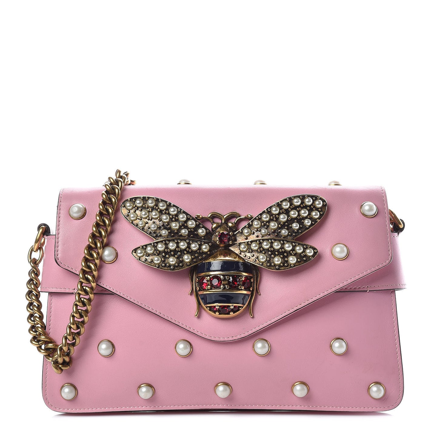 Nappa Pearl Studded Mini Queen Margaret Broadway Shoulder Bag Sugar Pink