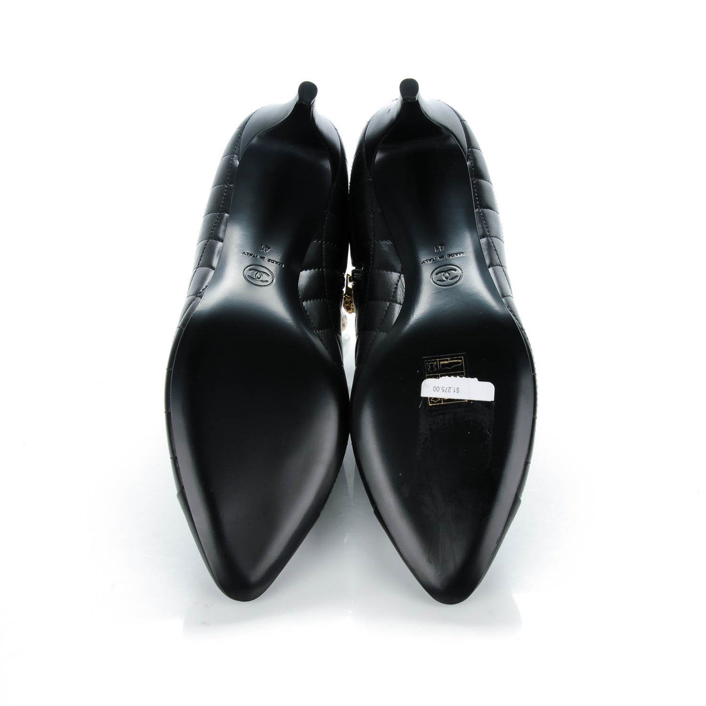 Calfskin Quilted Cap Toe Short Boots 41 Black