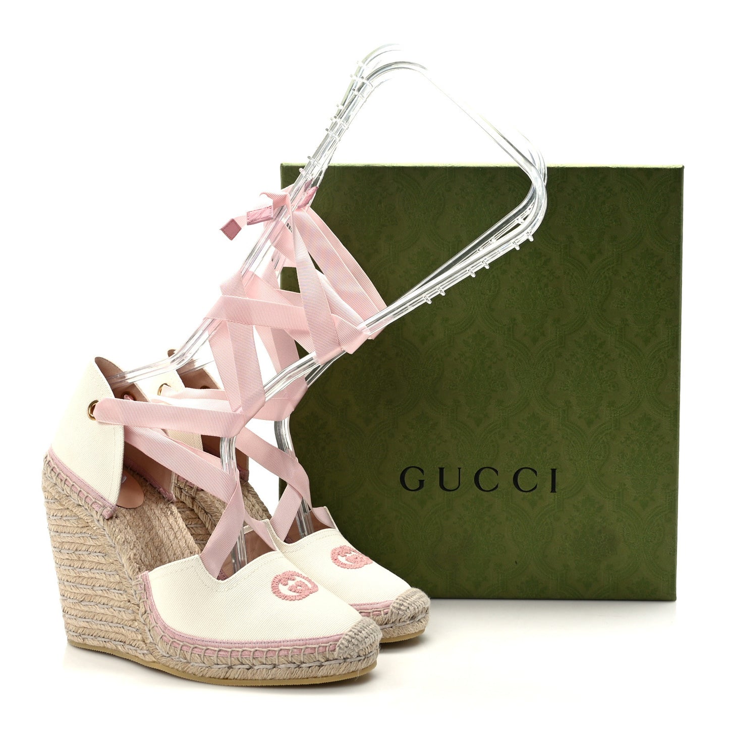 Canvas Grossgrain Embroidered Judit Ankle Wrap Platform 35/120mm Espadrille Wedges 40 White Shell