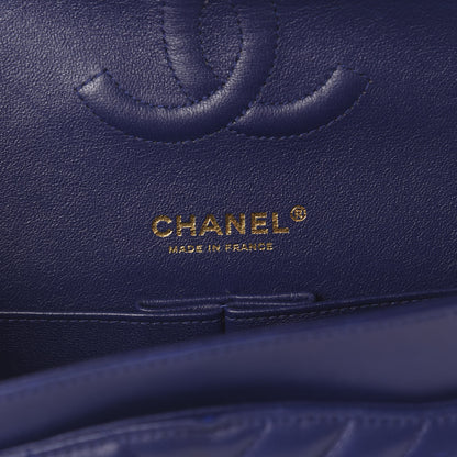 Chanel Lambskin Chevron Quilted Medium Double Flap Blue 6 of 15