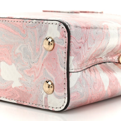 Louis Vuitton Metallic Marbled Snakeskin Capucines Mini Pink Silver 9 of 10