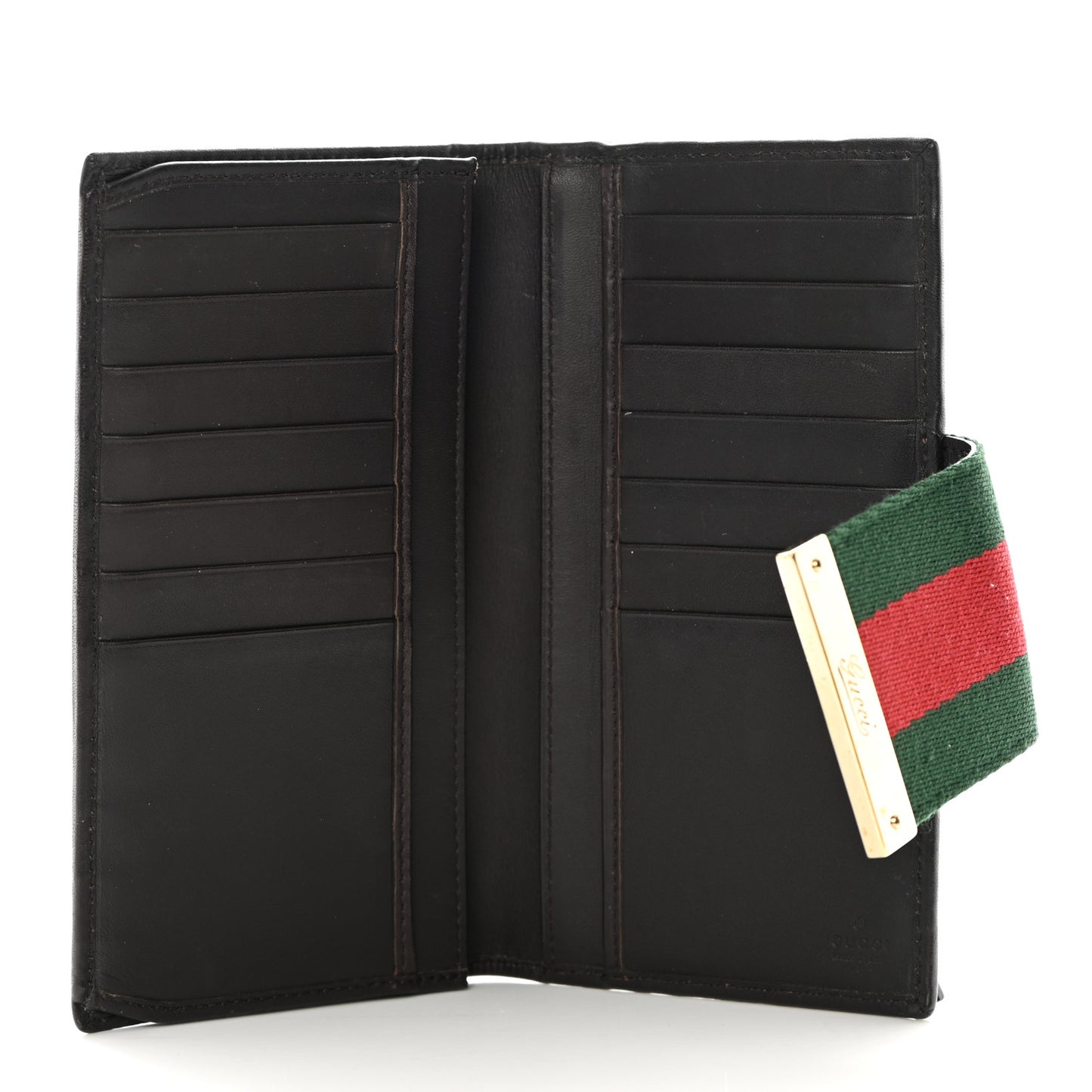 Monogram Calfskin Ladies Web Continental Wallet Beige Ebony Cocoa