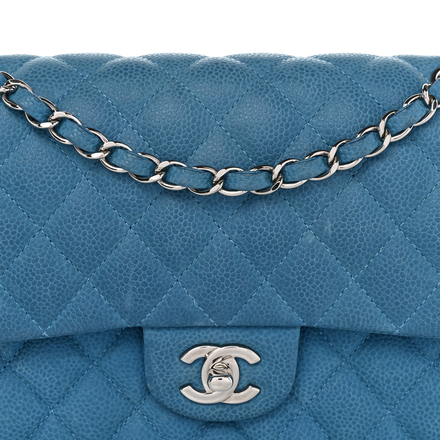 Chanel Iridescent Caviar Quilted Medium Double Flap Turquoise 8 of 18
