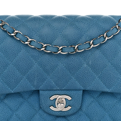 Chanel Iridescent Caviar Quilted Medium Double Flap Turquoise 8 of 18