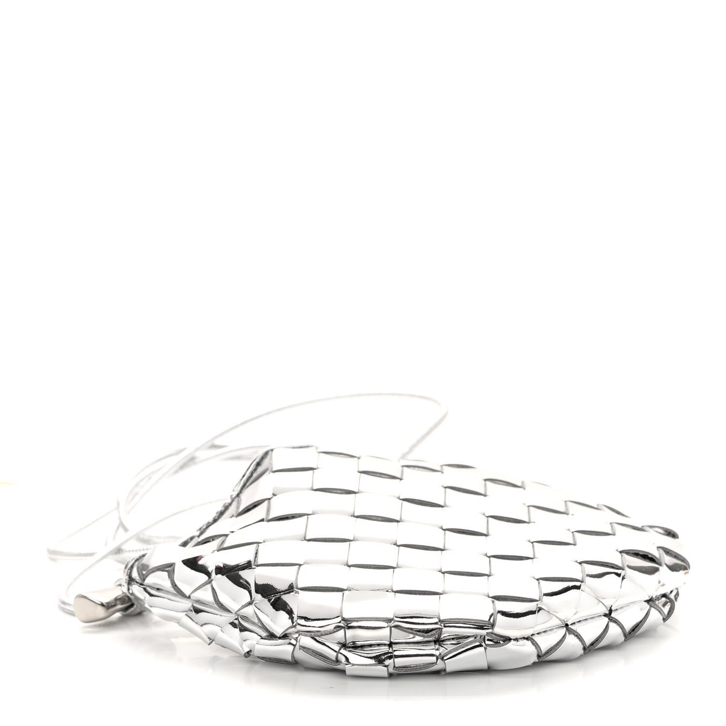 Mirror Laminated Nappa Intrecciato Mini Sardine Bag Silver