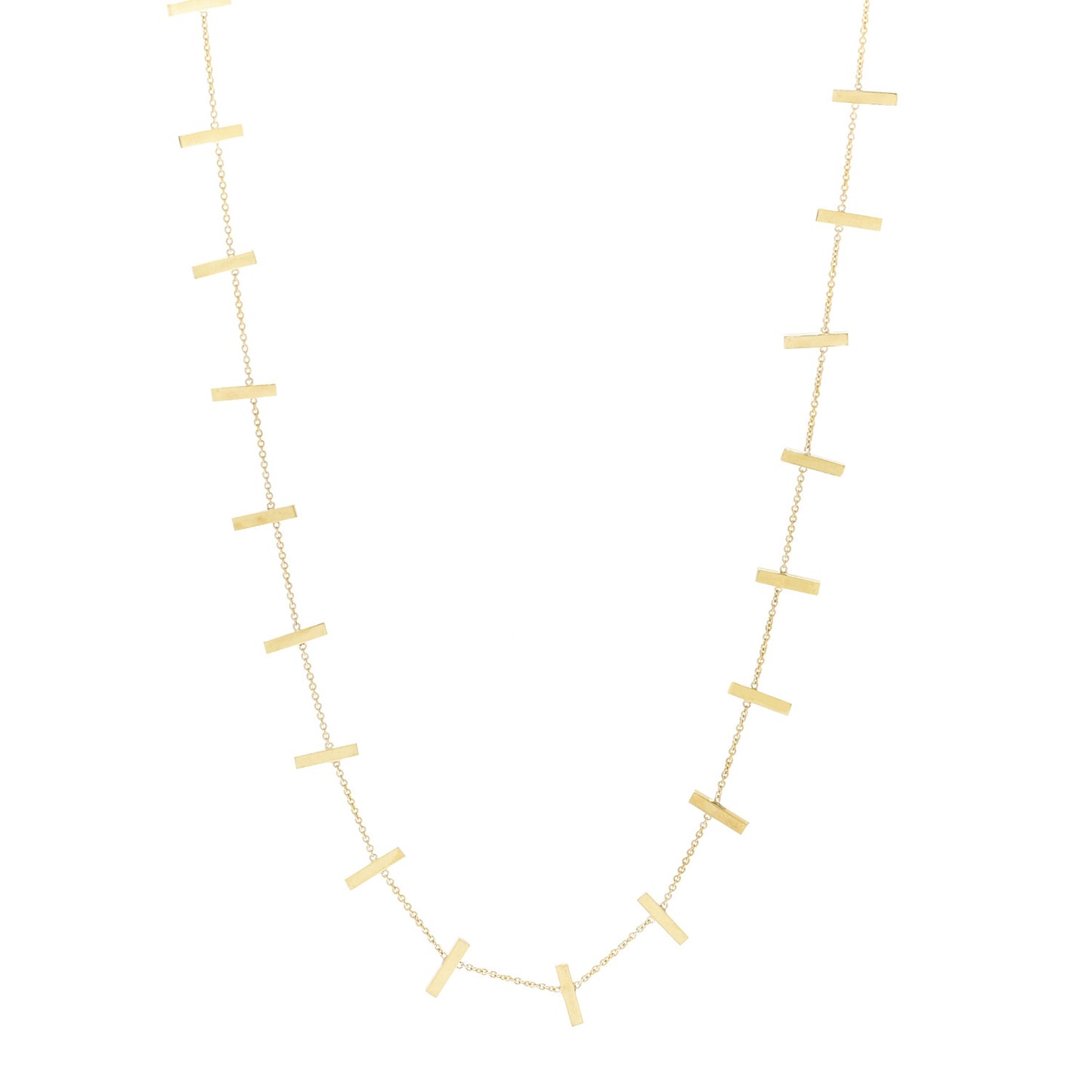 18K Yellow Gold Cross Bar Necklace