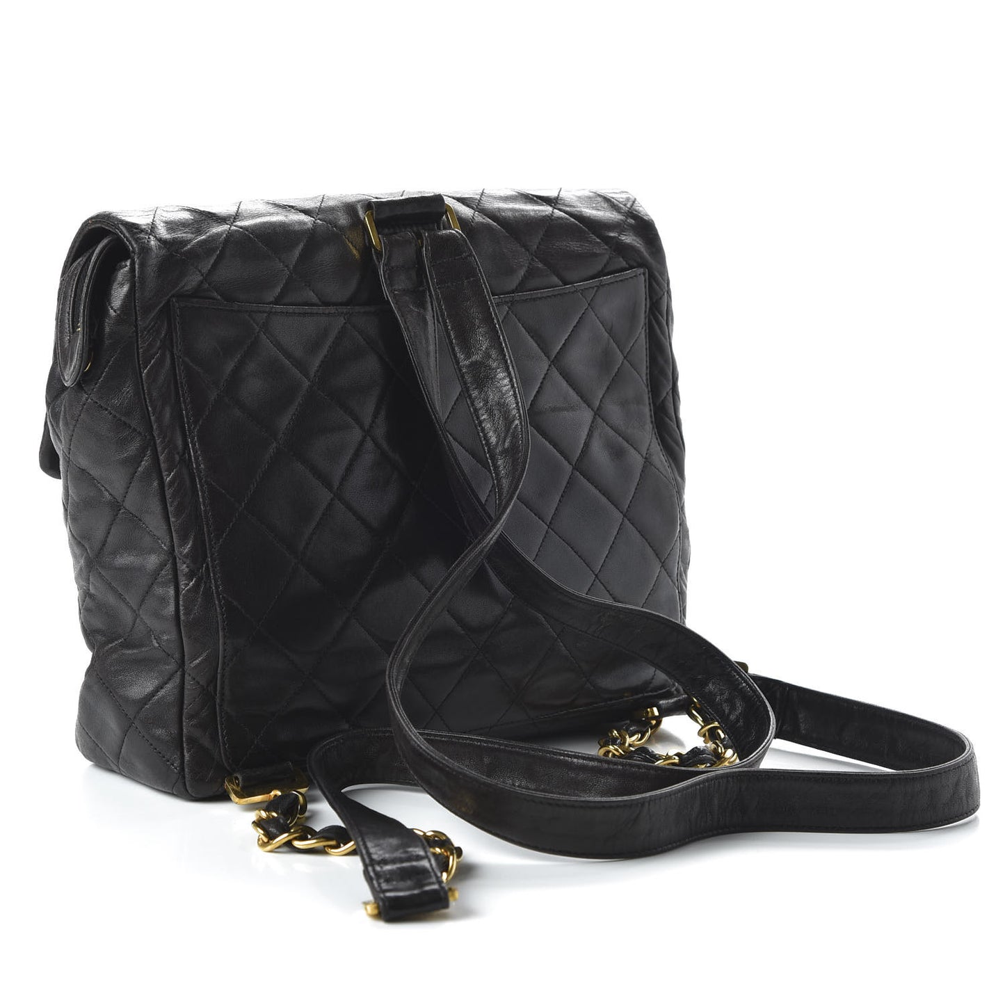 Lambskin Quilted Backpack Black
