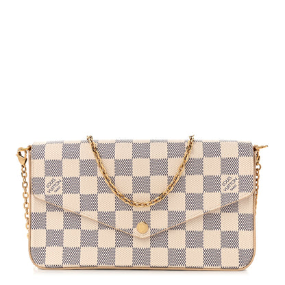 Louis Vuitton Damier Azur Pochette Felicie Chain Wallet Rose Ballerine 1 of 10