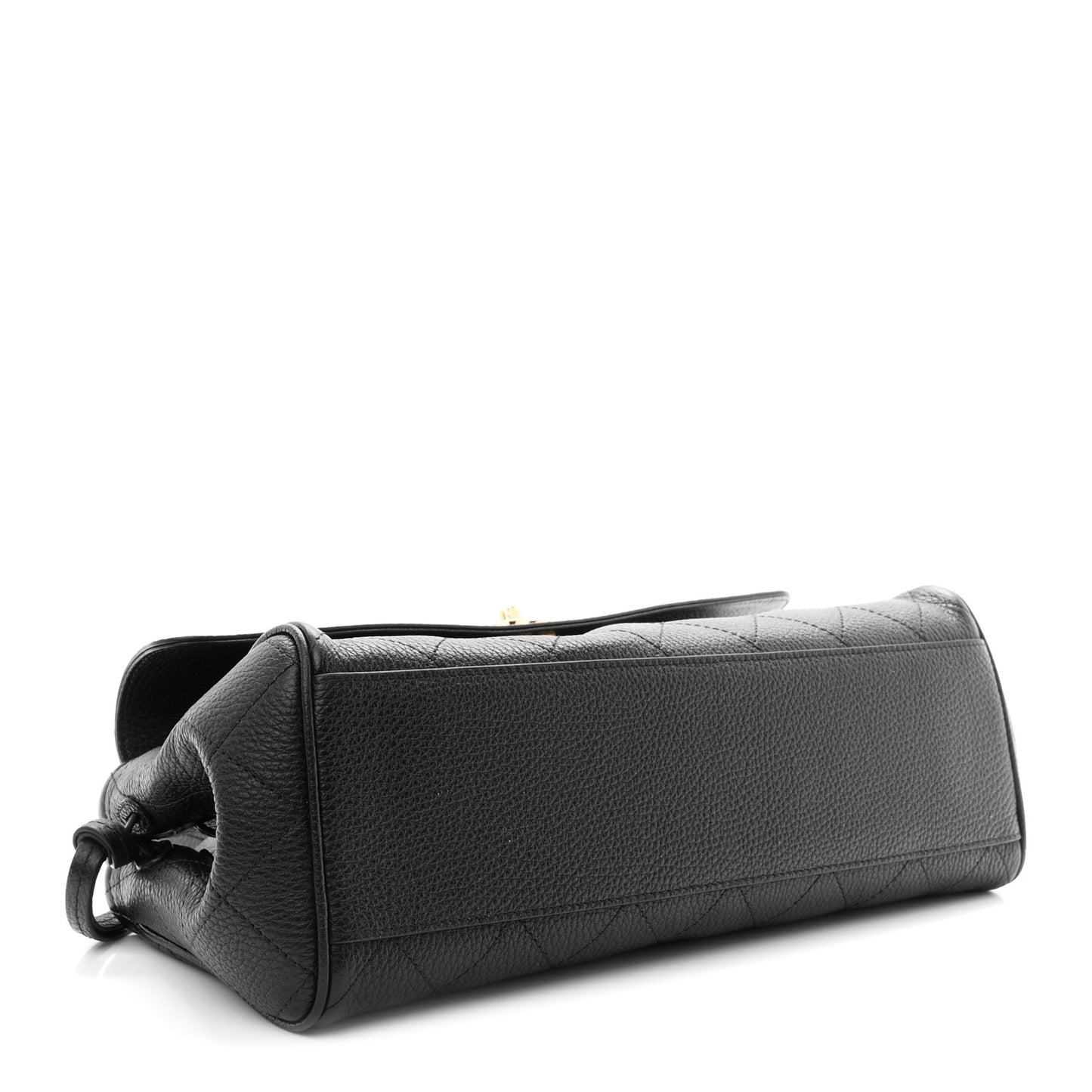Grained Calfskin Stitched Urban Essentials Small Shopping Bag Black