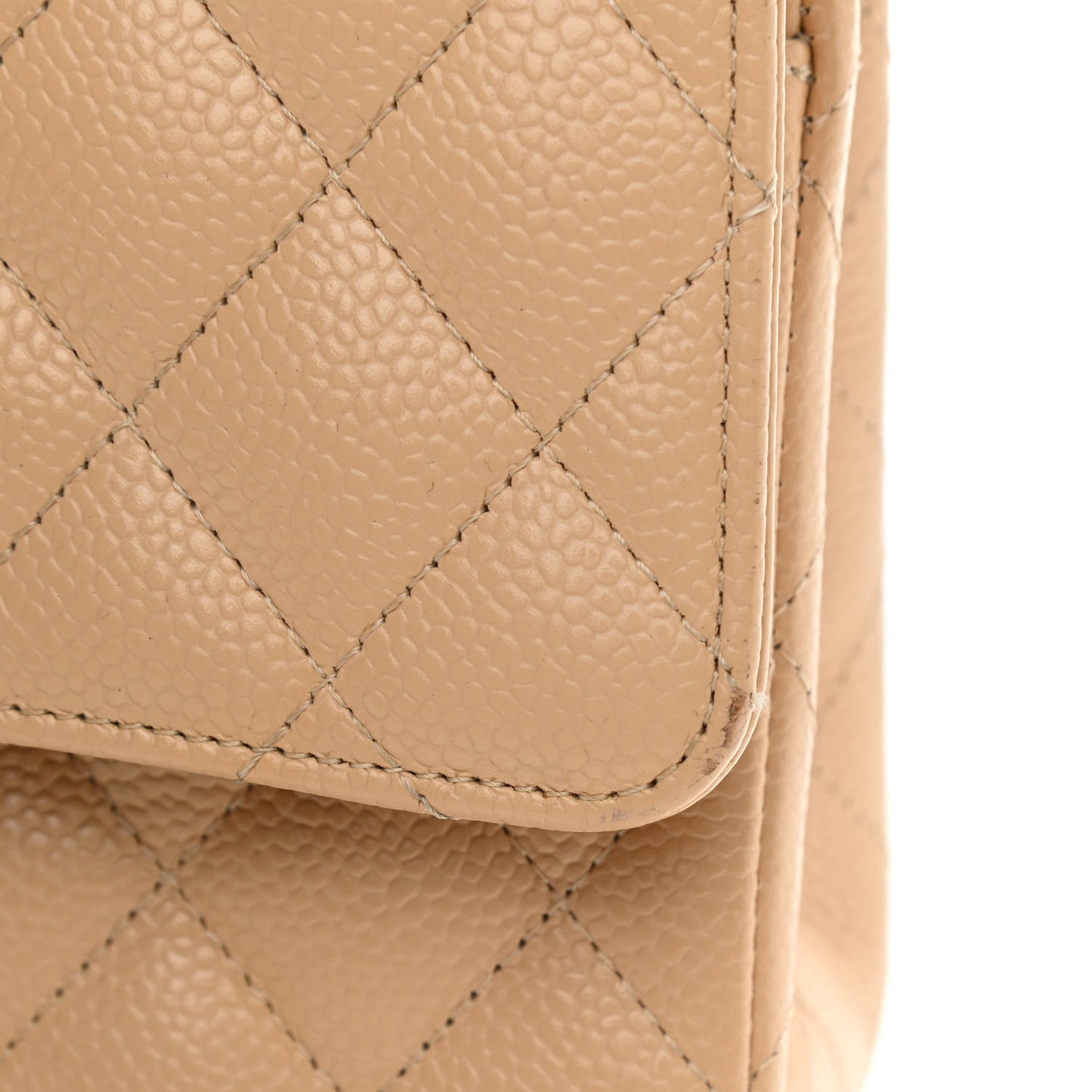 Caviar Quilted Medium Double Flap Beige