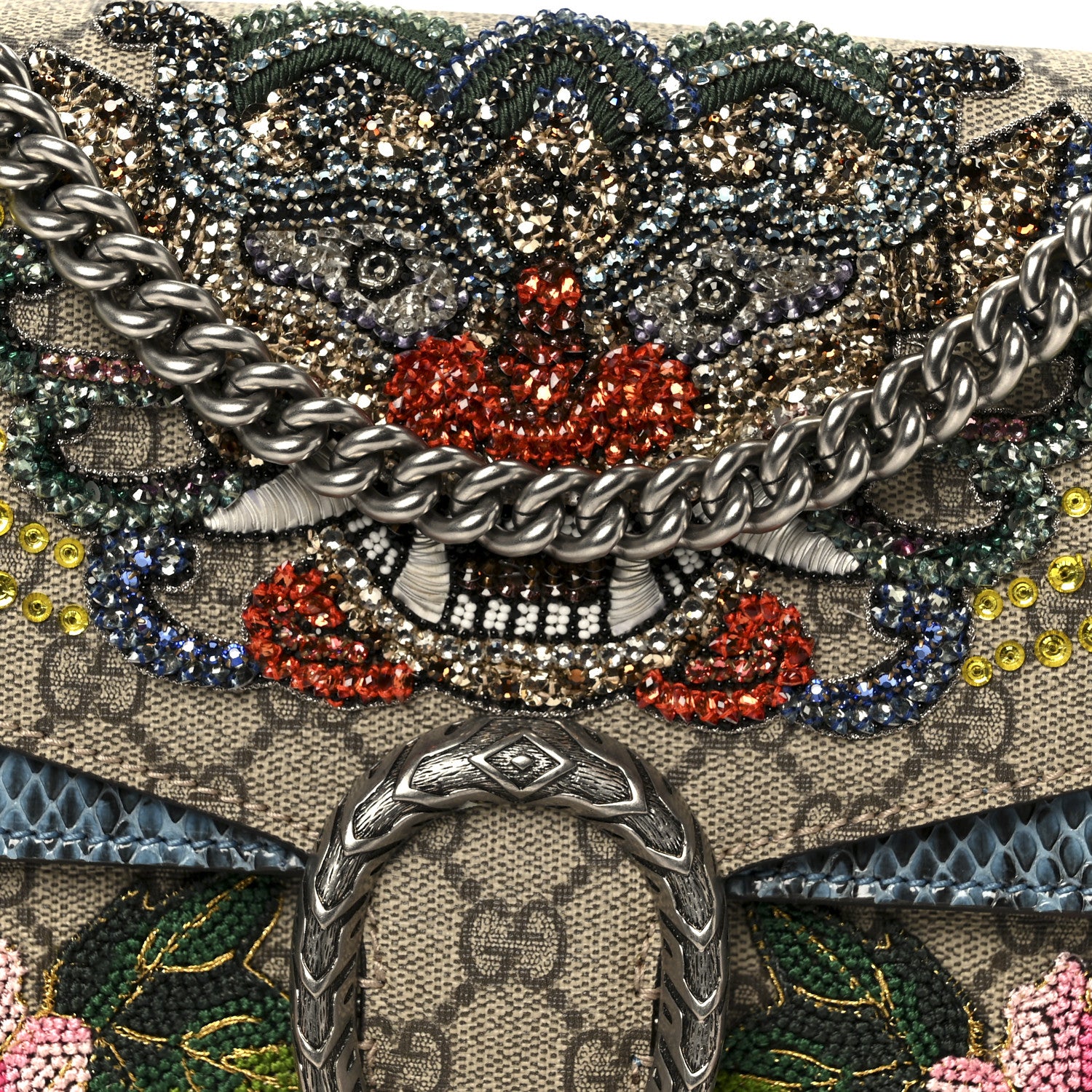 Gucci GG Supreme Monogram Python Embroidered Medium Dionysus Shoulder Bag 8 of 10