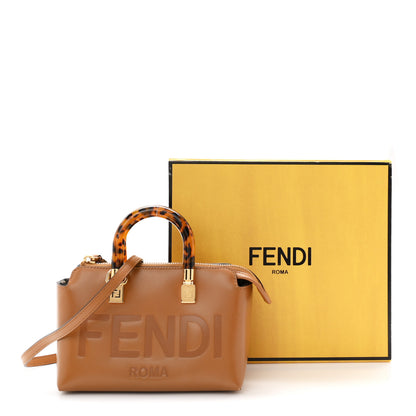 Fendi Vitello King Plexiglass Logo Embossed Mini By The Way Top Handle Boston Bag Caramello 11 of 11