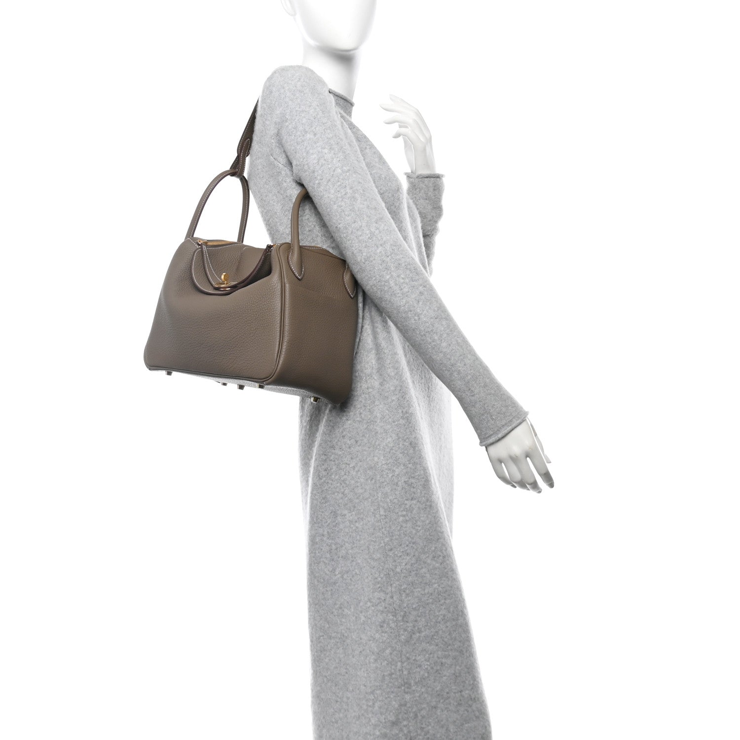 Hermes Taurillon Clemence Lindy 30 Etoupe 2 of 10