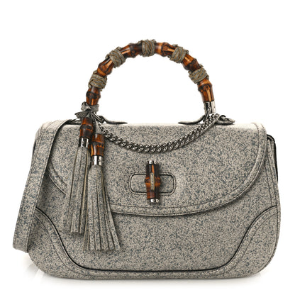 Gucci Calfskin Large New Bamboo Top Handle Bag Light Grey 1 of 10