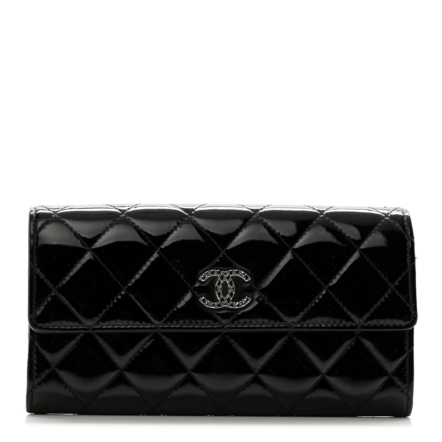 Chanel Patent Quilted Large Brilliant Flap Wallet Black 1 of 9