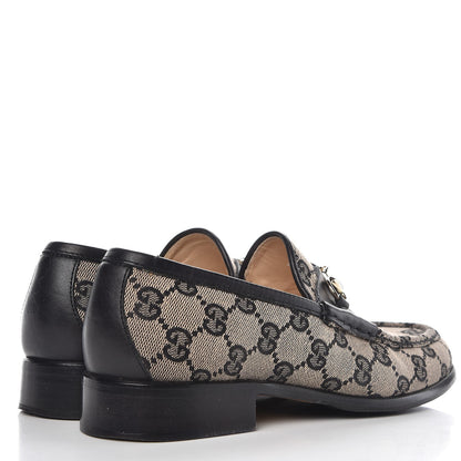 Gucci Monogram Calfskin Womens Horsebit Loafers 7 Black 4 of 11