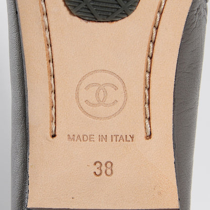 Chanel Lambskin Cap Toe CC Ballerina Flats 38 Grey 6 of 6