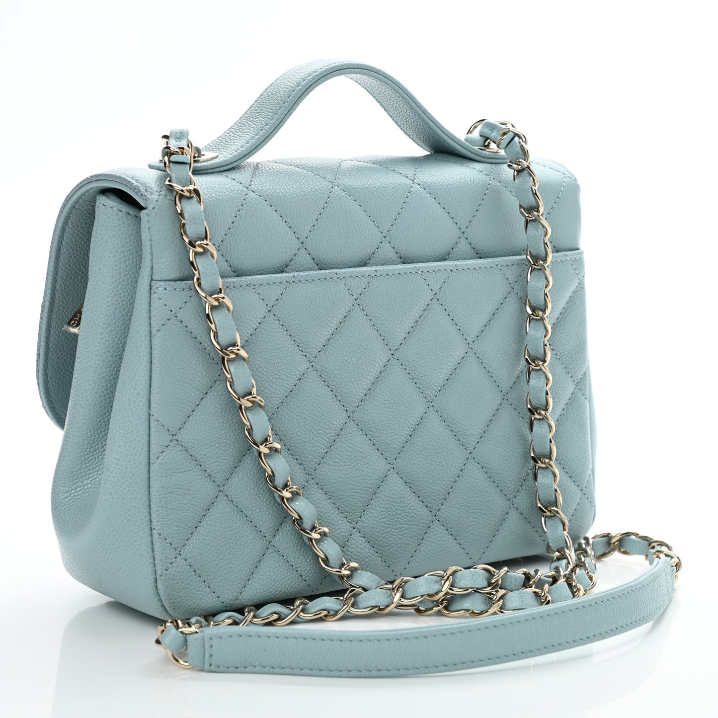 Caviar Quilted Medium Business Affinity Flap Light Blue