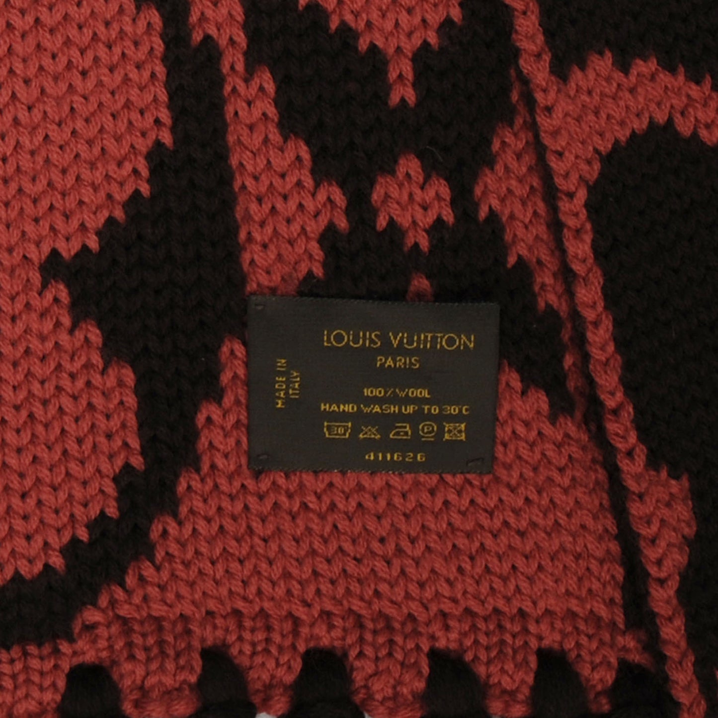 Monogram Knit Wool Fringe Scarf Pink Ebene