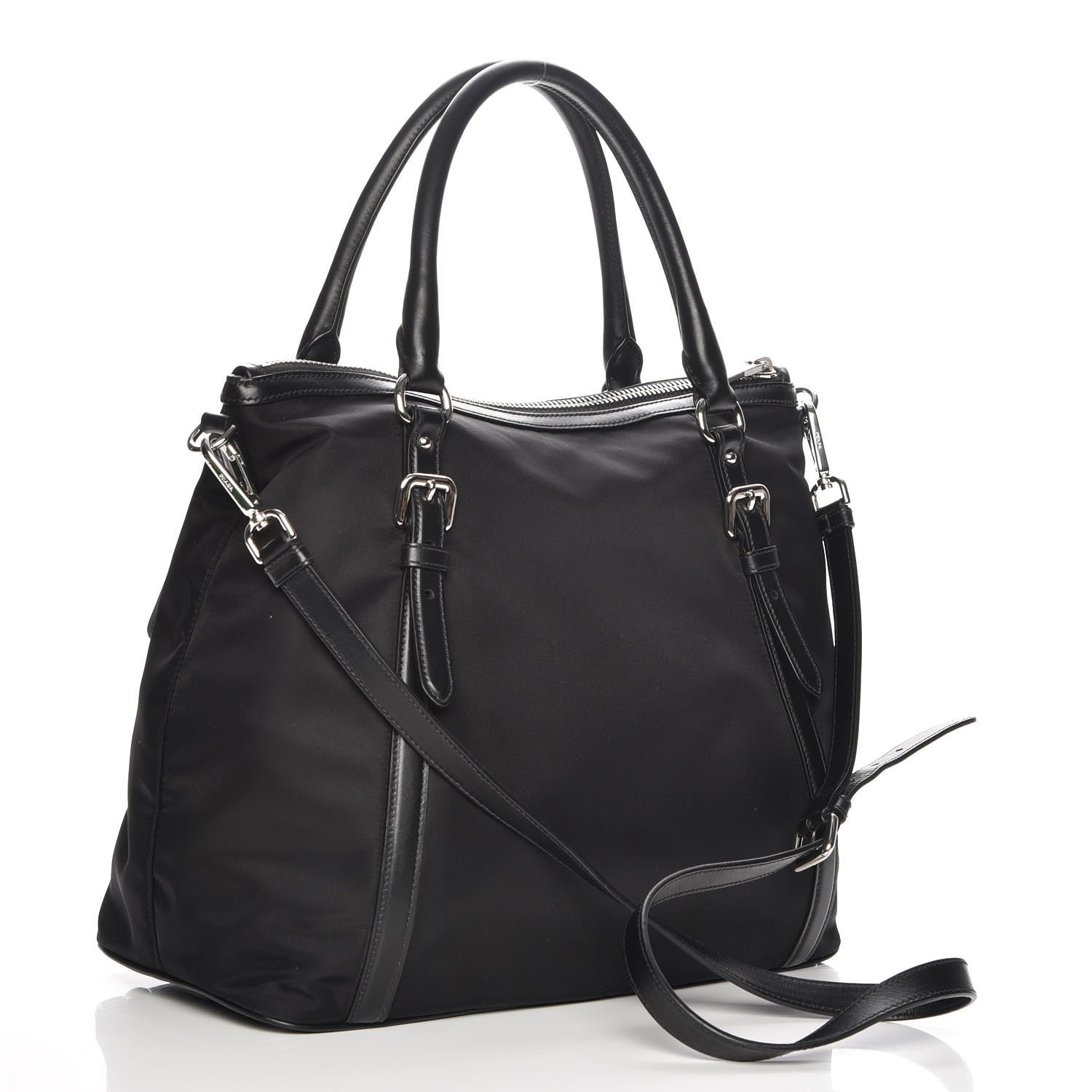 Prada Tessuto Nylon Soft Calf Tote Nero Black 4 of 9