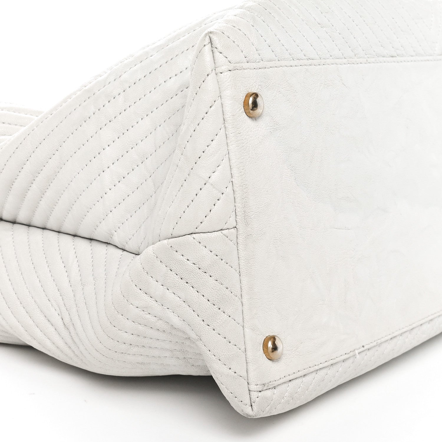 Chanel Wrinkled Lambskin Chevron Quilted Surpique Tote White 9 of 10