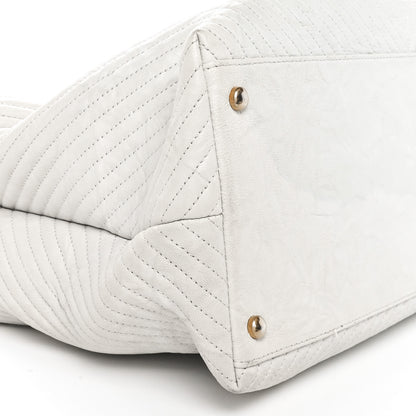 Chanel Wrinkled Lambskin Chevron Quilted Surpique Tote White 9 of 10