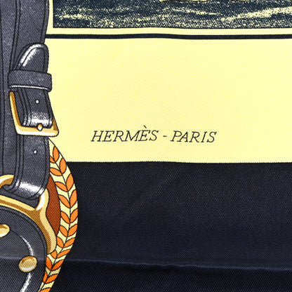 Hermes Silk Carrick a Pompe Scarf 70 Bleu Noir Jaune Soufre 2 of 5