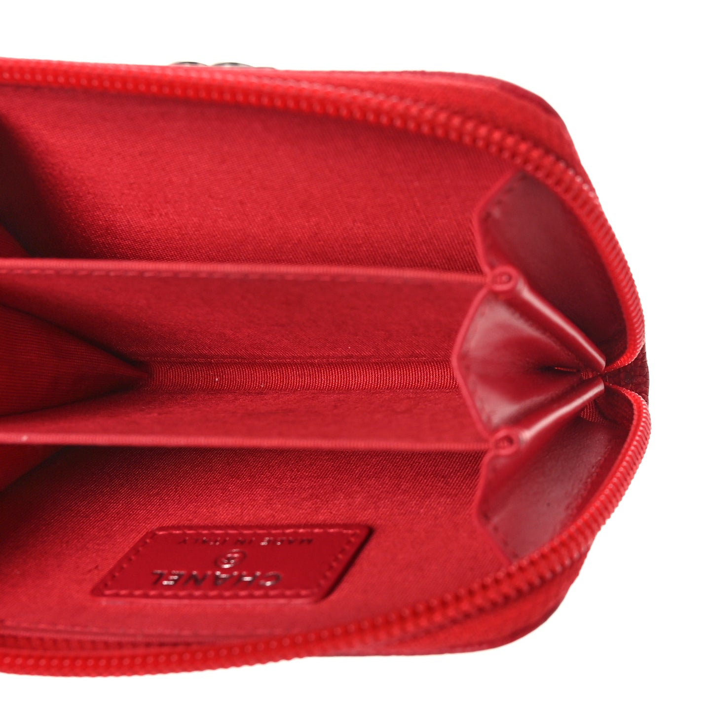 Caviar Quilted Boy Zip Around Coin Purse Wallet Red